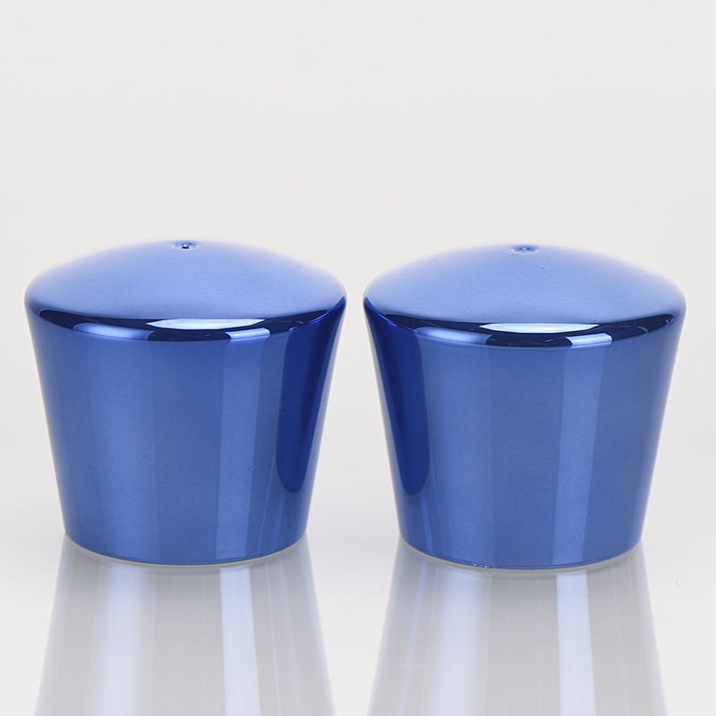 Custom bottle closure PP bottle lid cap glossy blue electroplated plastic bottle cap screw